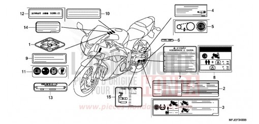 ETICHETTA DI AVVERTIMENTO CBR600RAC di 2012